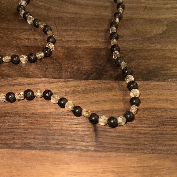 Tiger’s Eye Tree Necklace (Beige Crystal Beads, Black Lava Rock And Tiger’s Eye) - Picture 9 of 12